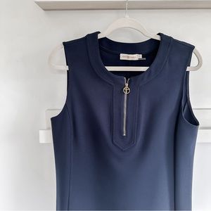 Tory Burch Navy Blue Zip Front Sleeveless Dress